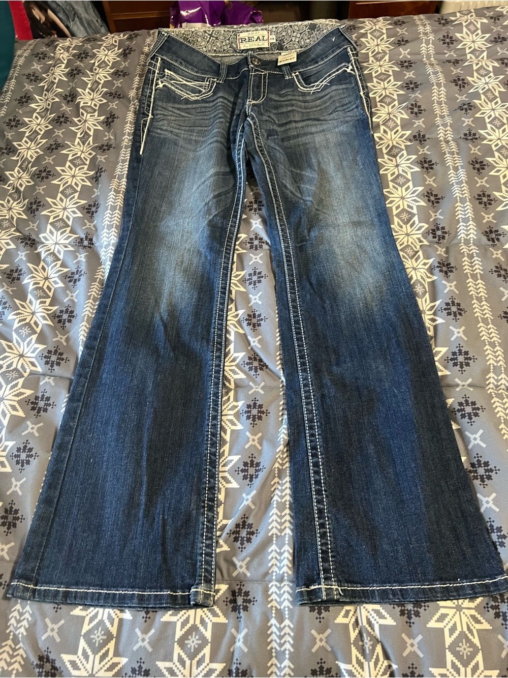 Ariat Dark Blue Flare Jeans with Contrast Stitching